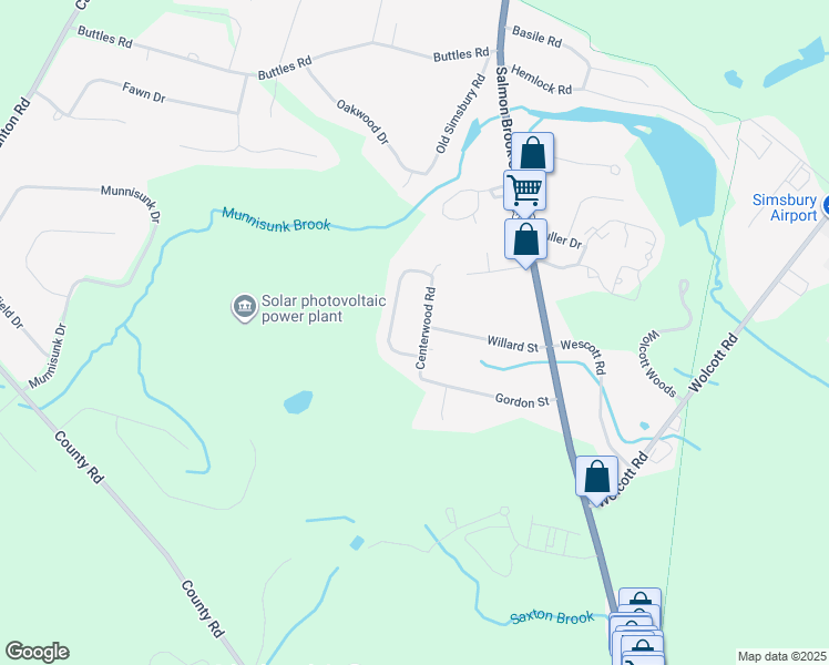 map of restaurants, bars, coffee shops, grocery stores, and more near 13 Centerwood Road in Simsbury