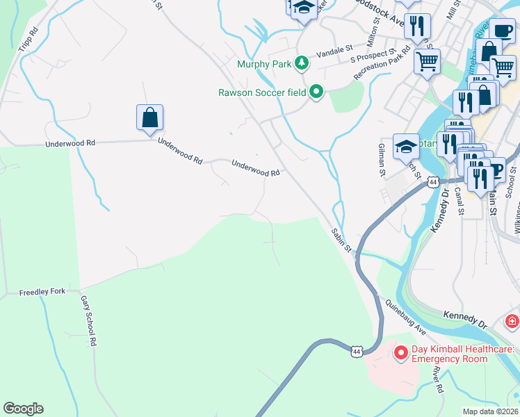 map of restaurants, bars, coffee shops, grocery stores, and more near 27 Richmond Road in Putnam