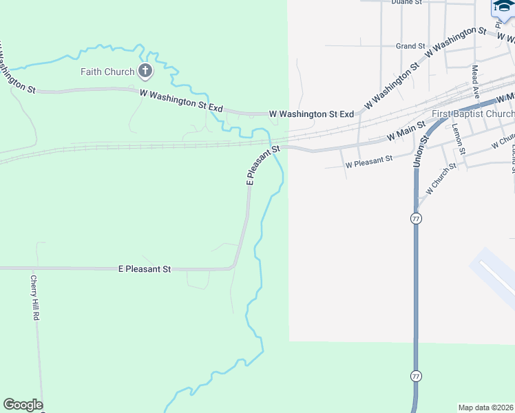 map of restaurants, bars, coffee shops, grocery stores, and more near 13599 Lovell Rd in Corry