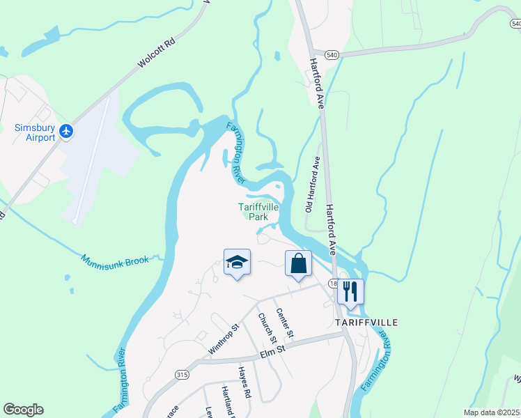 map of restaurants, bars, coffee shops, grocery stores, and more near 20 Old Hartford Avenue in East Granby