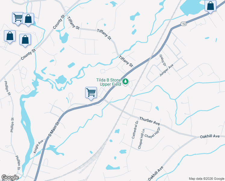 map of restaurants, bars, coffee shops, grocery stores, and more near 730 South Main Street in Attleboro