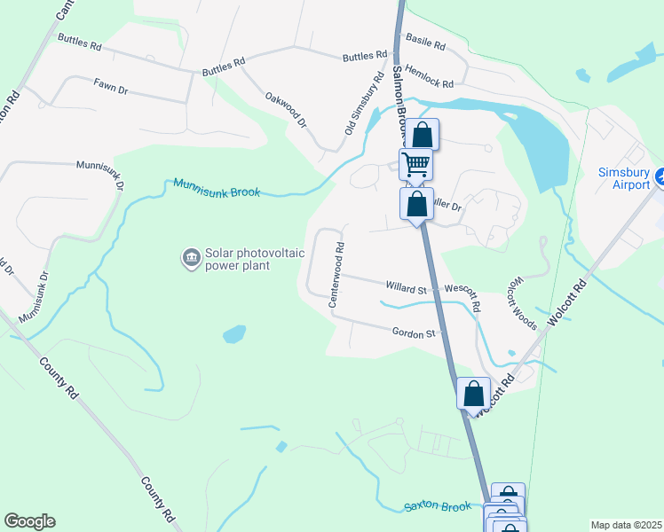 map of restaurants, bars, coffee shops, grocery stores, and more near 13 Centerwood Road in Simsbury