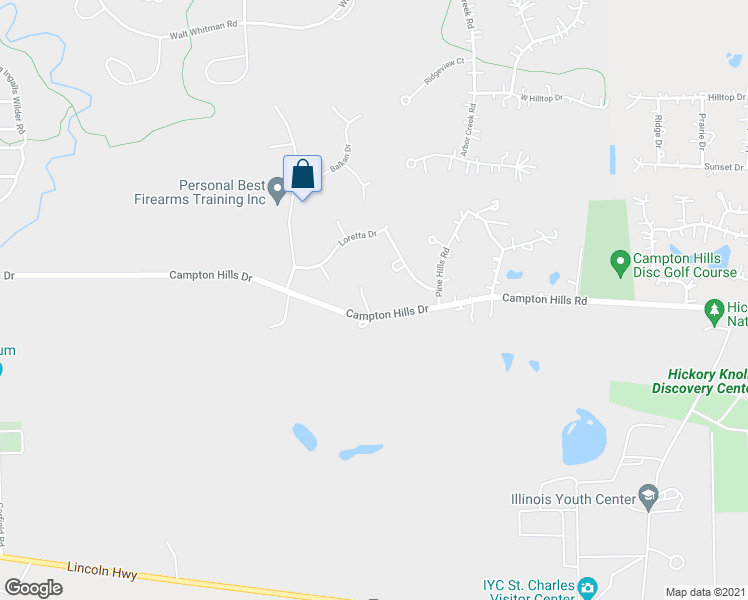 map of restaurants, bars, coffee shops, grocery stores, and more near 3N189 Loblolly Lane in St. Charles