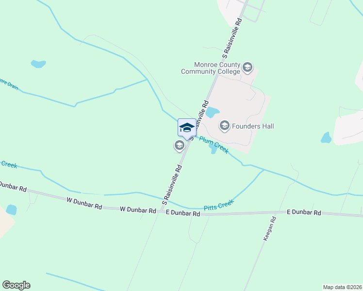map of restaurants, bars, coffee shops, grocery stores, and more near 1650 South Raisinville Road in Monroe