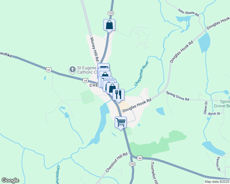 map of restaurants, bars, coffee shops, grocery stores, and more near 4 Tanyard Lane in Glocester