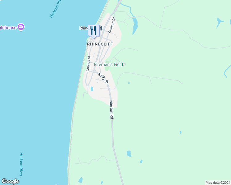 map of restaurants, bars, coffee shops, grocery stores, and more near 38 Russell Avenue in Rhinecliff
