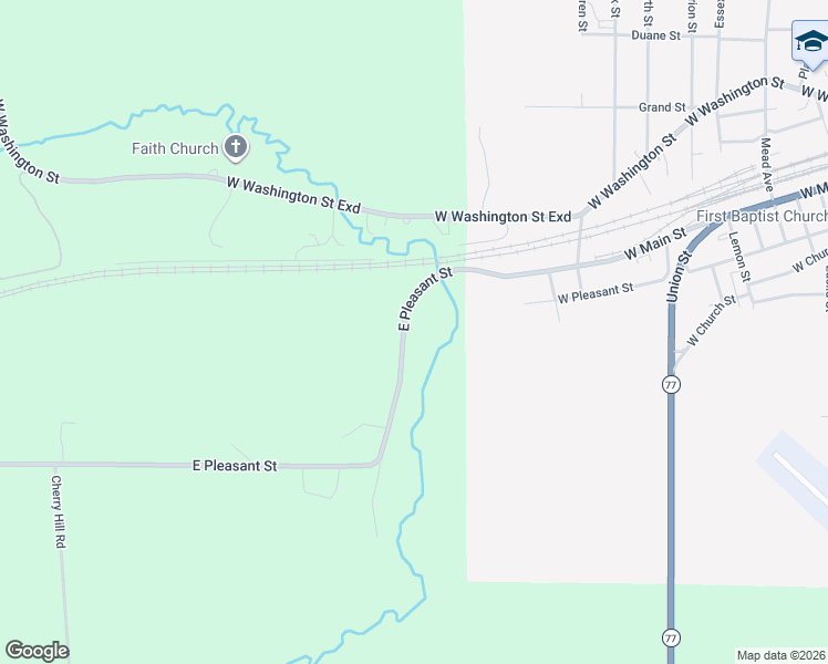 map of restaurants, bars, coffee shops, grocery stores, and more near 13599 Lovell Rd in Corry