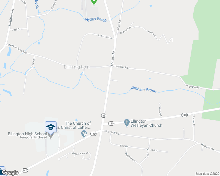 map of restaurants, bars, coffee shops, grocery stores, and more near 311 Connecticut 83 in Ellington