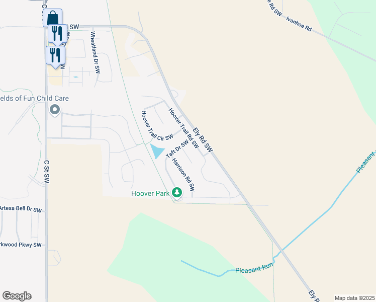map of restaurants, bars, coffee shops, grocery stores, and more near 6409 Grant Court Southwest in Cedar Rapids
