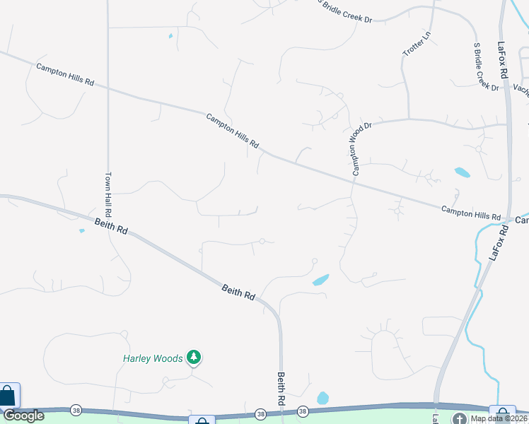 map of restaurants, bars, coffee shops, grocery stores, and more near 41W219 Campton Hills Road in Elburn