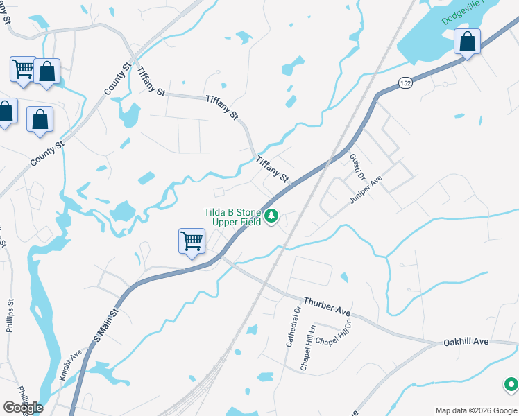 map of restaurants, bars, coffee shops, grocery stores, and more near 683 South Main Street in Attleboro