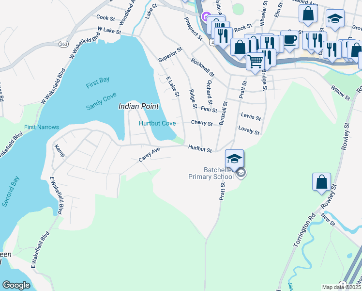map of restaurants, bars, coffee shops, grocery stores, and more near 55 Hurlbut St in Winchester