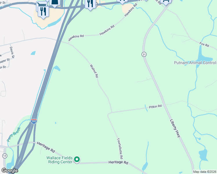 map of restaurants, bars, coffee shops, grocery stores, and more near 372 Walnut Street in Putnam