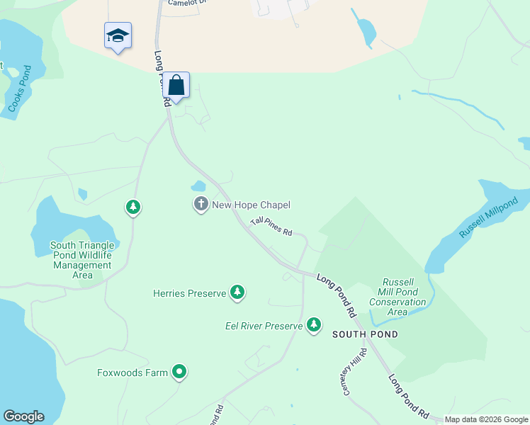 map of restaurants, bars, coffee shops, grocery stores, and more near 10 Tall Pines Road in Plymouth