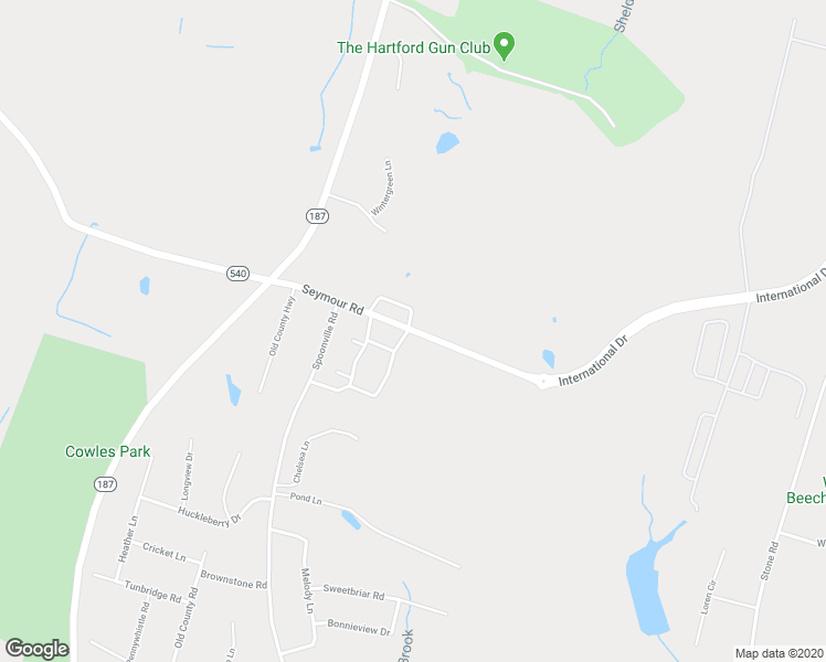 map of restaurants, bars, coffee shops, grocery stores, and more near 54 Seymour Road in East Granby