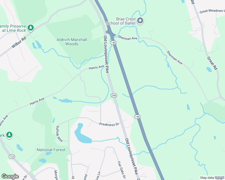 map of restaurants, bars, coffee shops, grocery stores, and more near Old Louisquisset Pike in Lincoln