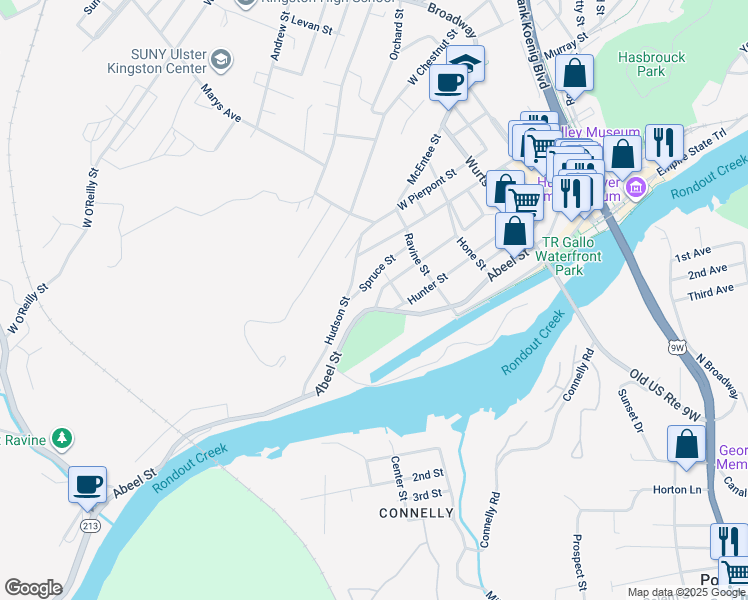 map of restaurants, bars, coffee shops, grocery stores, and more near 101 German Street in Kingston