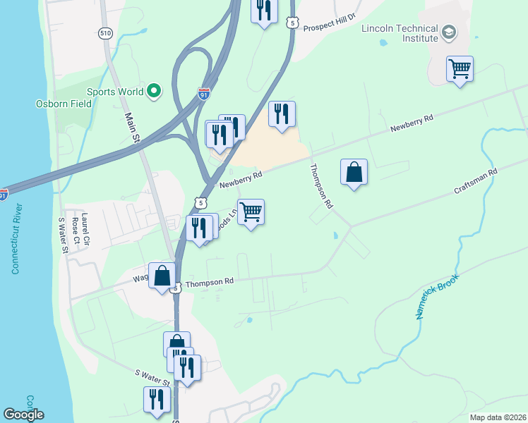 map of restaurants, bars, coffee shops, grocery stores, and more near 4 Revay Road in East Windsor