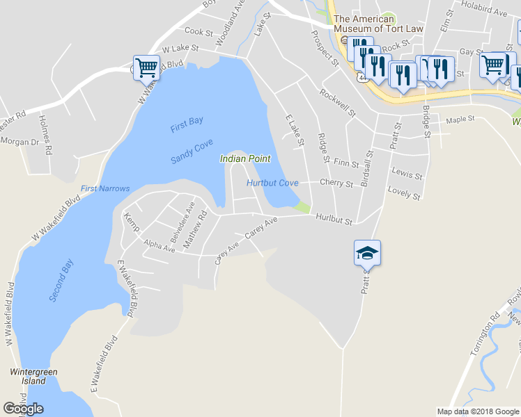 map of restaurants, bars, coffee shops, grocery stores, and more near 127 Shore Drive in Winchester