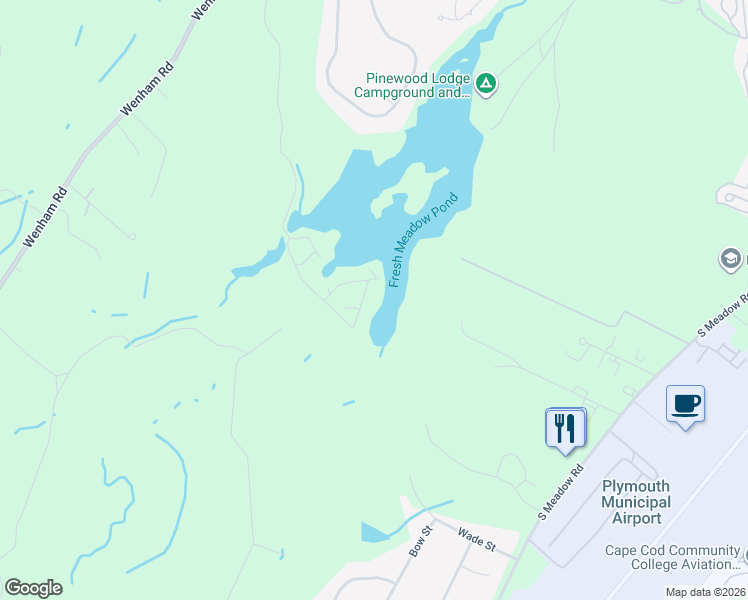map of restaurants, bars, coffee shops, grocery stores, and more near 22 Bunnys Road in Carver