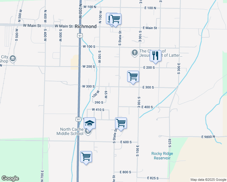 map of restaurants, bars, coffee shops, grocery stores, and more near 320 South State Street in Richmond