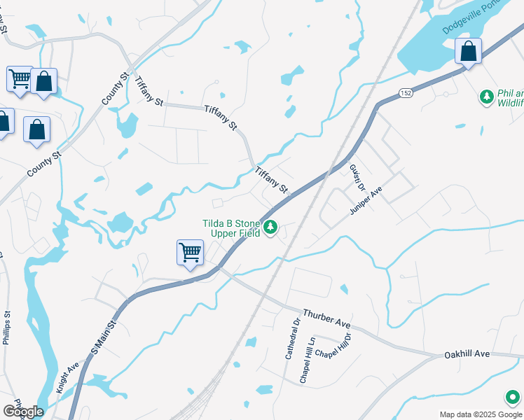 map of restaurants, bars, coffee shops, grocery stores, and more near 683 South Main Street in Attleboro