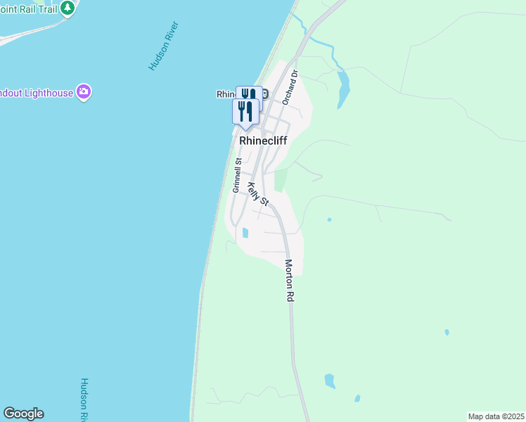 map of restaurants, bars, coffee shops, grocery stores, and more near 12 Vanderburgh Street in Rhinebeck