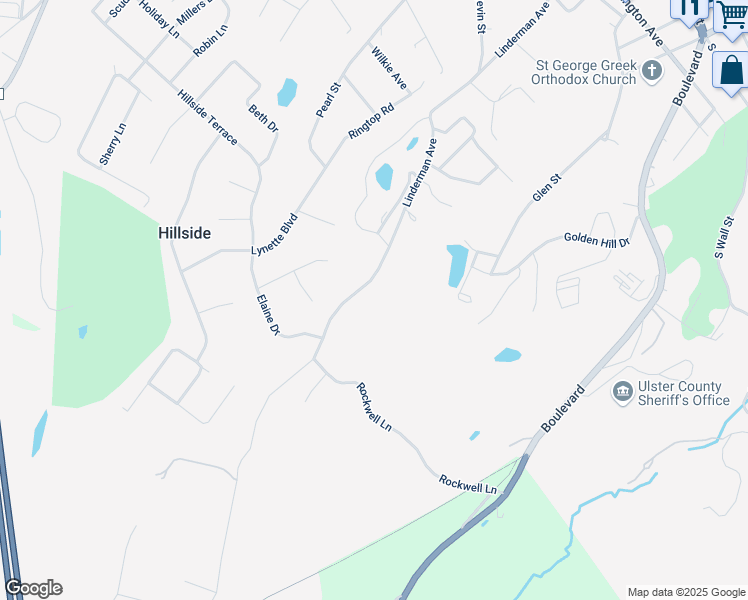 map of restaurants, bars, coffee shops, grocery stores, and more near 424 Linderman Avenue in Kingston