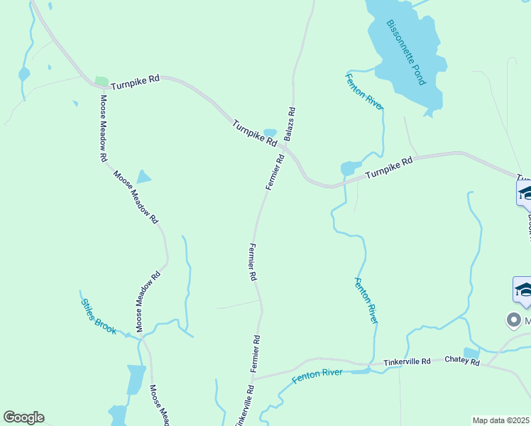 map of restaurants, bars, coffee shops, grocery stores, and more near 56 Fermier Road in Willington