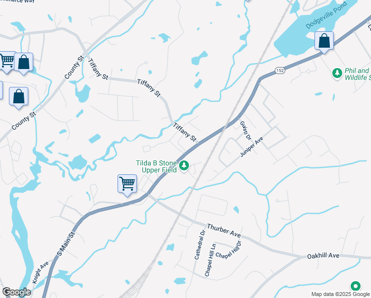 map of restaurants, bars, coffee shops, grocery stores, and more near 657 South Main Street in Attleboro