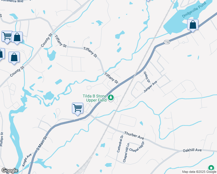 map of restaurants, bars, coffee shops, grocery stores, and more near 683 South Main Street in Attleboro