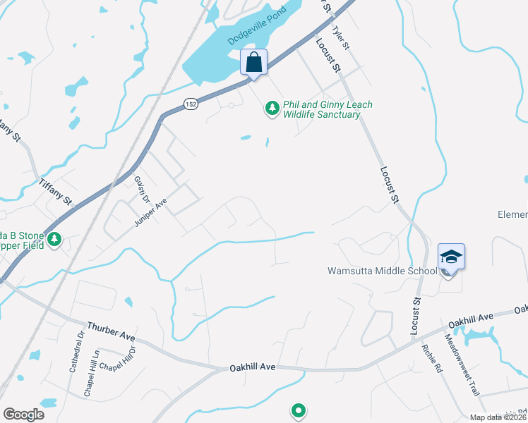 map of restaurants, bars, coffee shops, grocery stores, and more near 172 Downing Drive in Attleboro