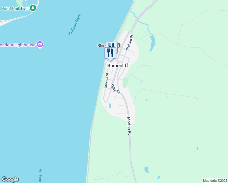 map of restaurants, bars, coffee shops, grocery stores, and more near 12 Vanderburgh Street in Rhinebeck