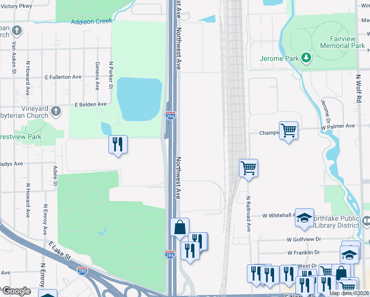 map of restaurants, bars, coffee shops, grocery stores, and more near 515 Northwest Avenue in Northlake