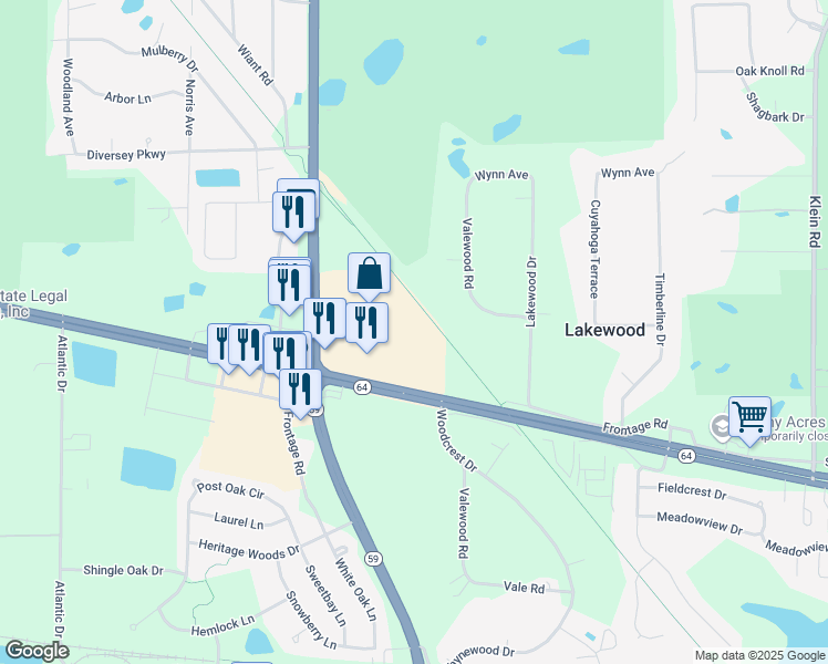 map of restaurants, bars, coffee shops, grocery stores, and more near 1879 North Neltnor Boulevard in West Chicago