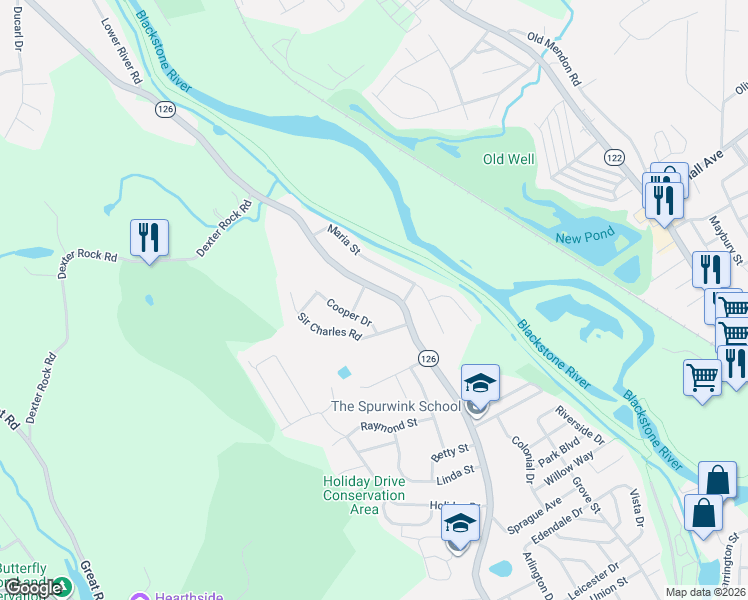 map of restaurants, bars, coffee shops, grocery stores, and more near 6 Maria Street in Lincoln