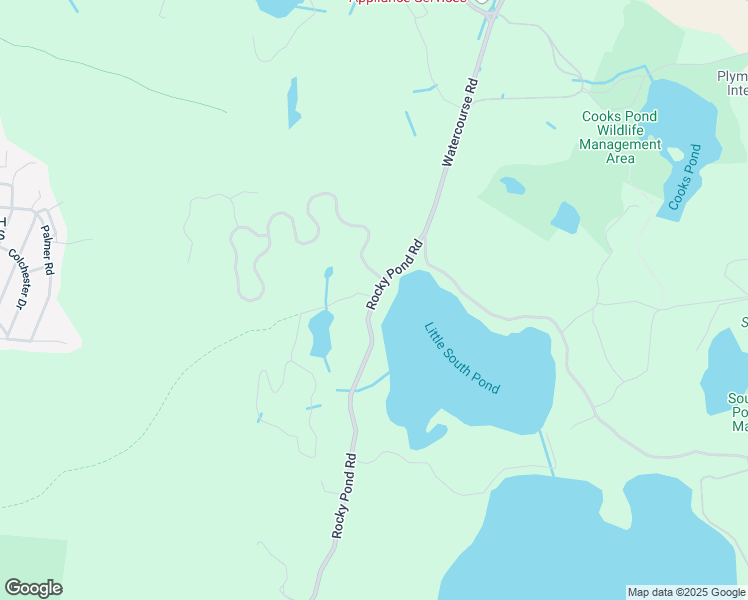 map of restaurants, bars, coffee shops, grocery stores, and more near 25 S Pond Rd in Plymouth