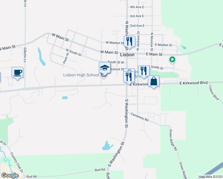 map of restaurants, bars, coffee shops, grocery stores, and more near 114 Lincoln Avenue in Lisbon