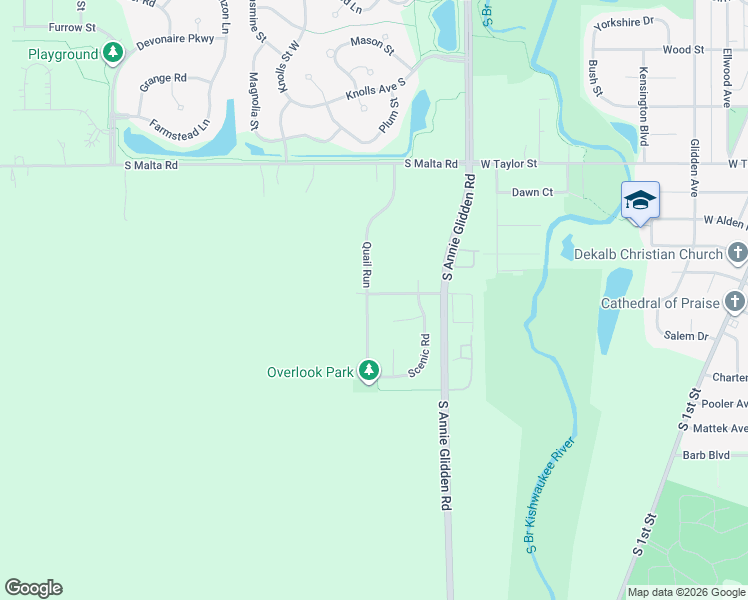 map of restaurants, bars, coffee shops, grocery stores, and more near 1210 Highpointe Drive in DeKalb