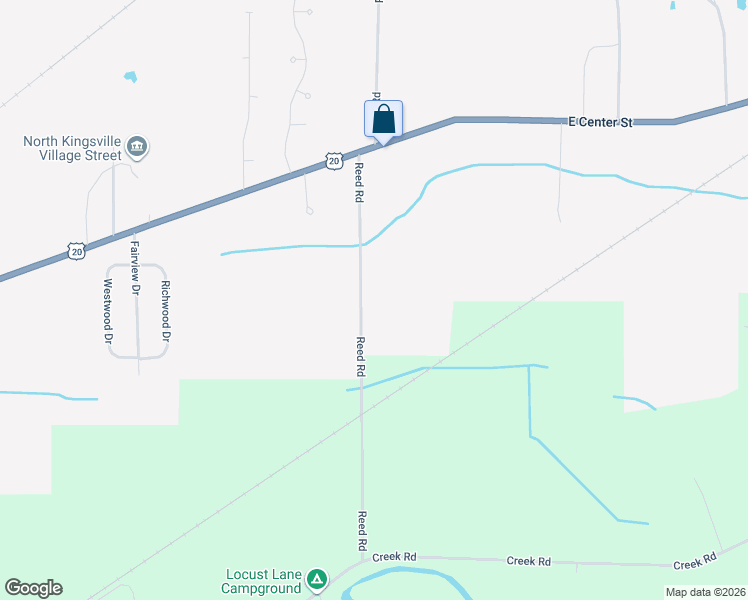map of restaurants, bars, coffee shops, grocery stores, and more near 6986 Reed Road in Conneaut