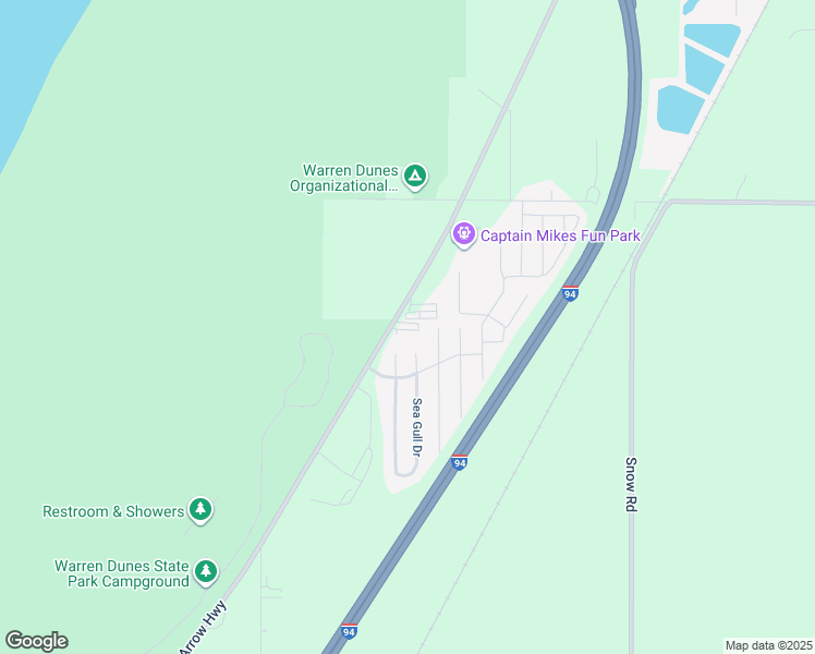 map of restaurants, bars, coffee shops, grocery stores, and more near 11125 Red Arrow Highway in Bridgman