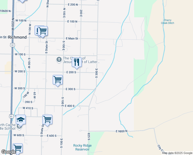 map of restaurants, bars, coffee shops, grocery stores, and more near 231 South 300 East in Richmond