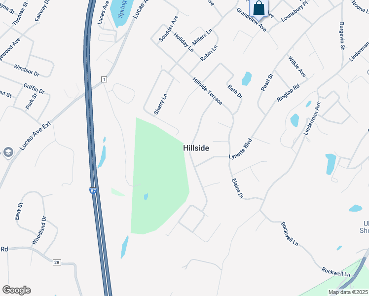 map of restaurants, bars, coffee shops, grocery stores, and more near in Hillside