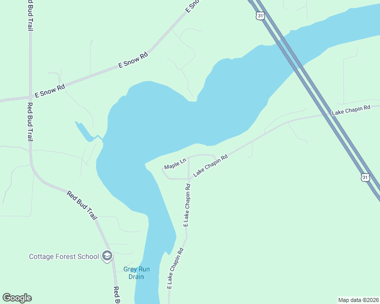 map of restaurants, bars, coffee shops, grocery stores, and more near 3849 Maple Lane in Berrien Springs