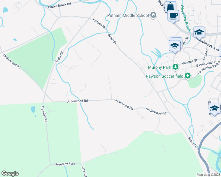 map of restaurants, bars, coffee shops, grocery stores, and more near 1 Hebert Lane in Woodstock
