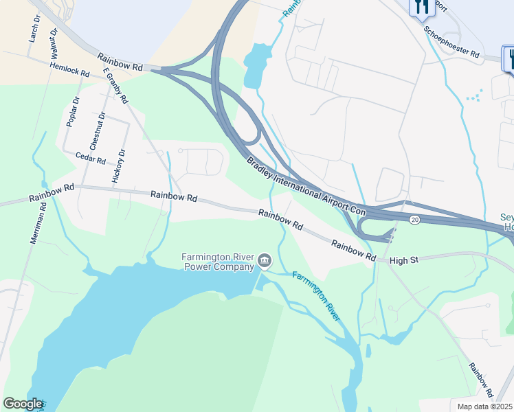 map of restaurants, bars, coffee shops, grocery stores, and more near 436 Rainbow Road in Windsor