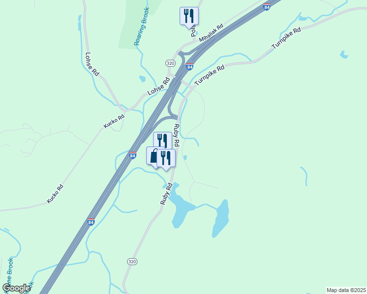 map of restaurants, bars, coffee shops, grocery stores, and more near 350 Ruby Road in Willington