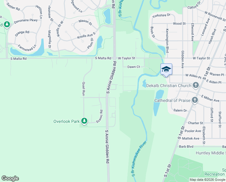 map of restaurants, bars, coffee shops, grocery stores, and more near 1022 Ashley Drive in DeKalb