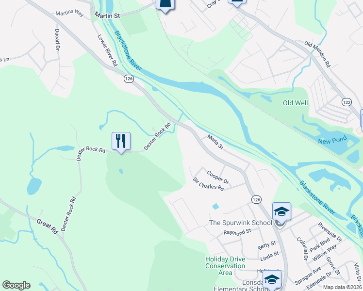 map of restaurants, bars, coffee shops, grocery stores, and more near 514 River Road in Lincoln
