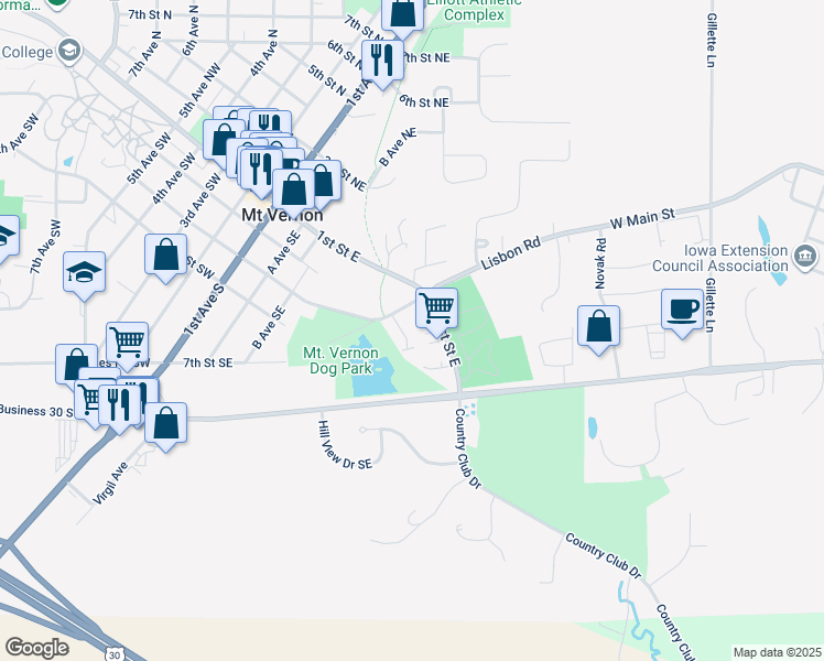 map of restaurants, bars, coffee shops, grocery stores, and more near 940 7th Street Southeast in Mount Vernon